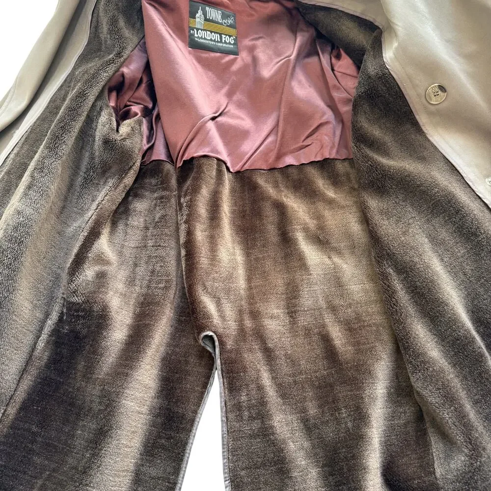 VTG London Fog Towne Trench Coat Mens 38 Short Khaki Brown Belted Lined Classic